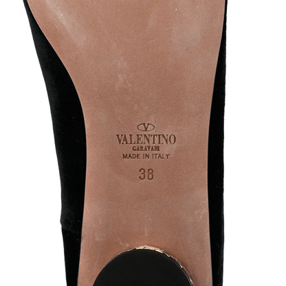 Valentino Garavani Calfskin Snakeskin Embossed Velvet Crossover Ballerina Flats 38 Black Roccia 8 of 9