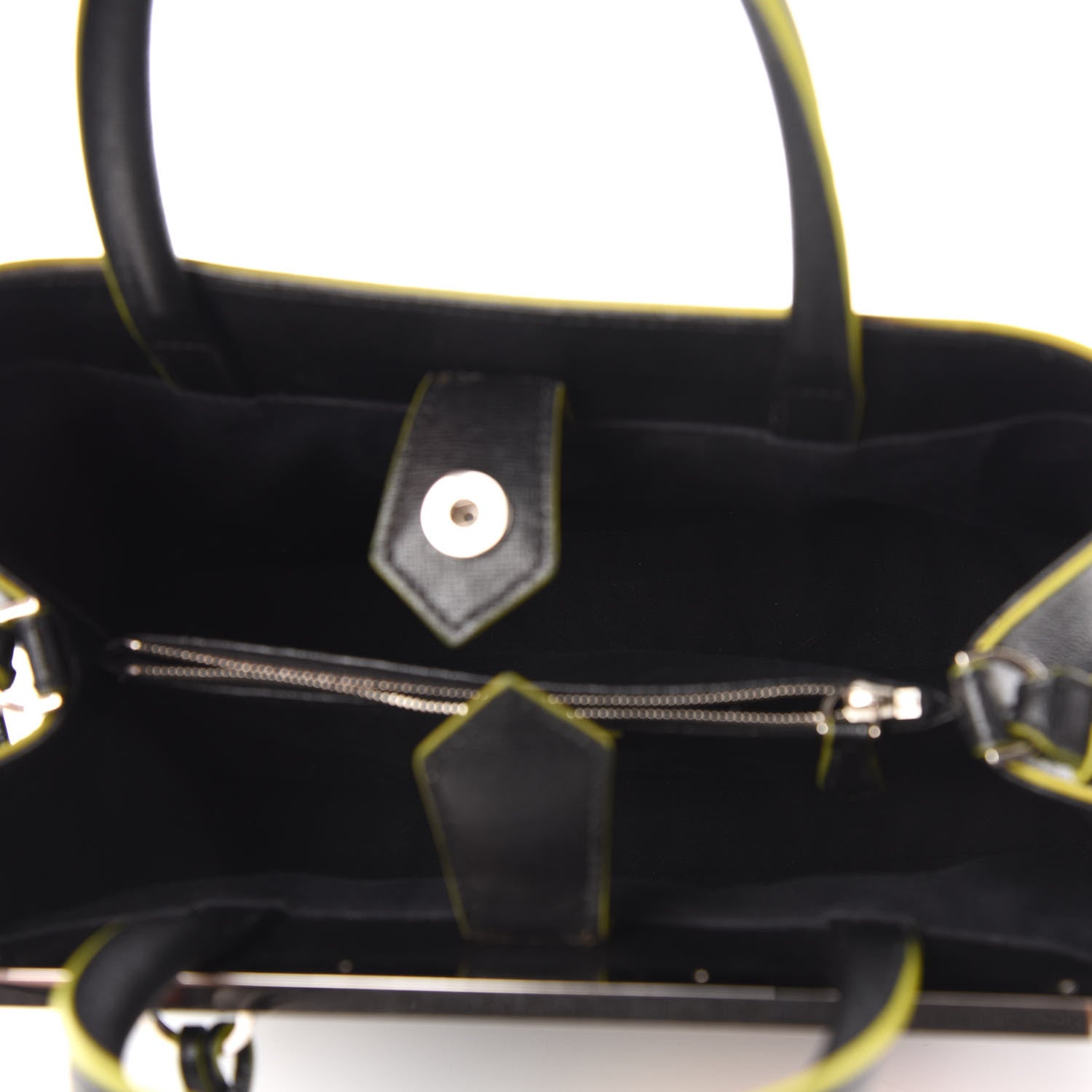 Fendi Vitello Elite Shearling Block Letter Petite 2Jours Tote Black 5 of 9