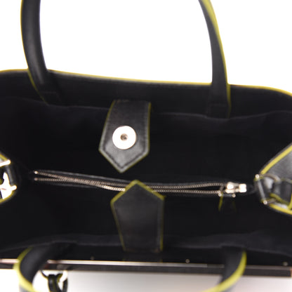 Fendi Vitello Elite Shearling Block Letter Petite 2Jours Tote Black 5 of 9
