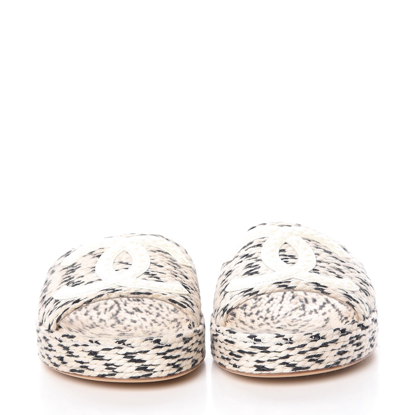 Cord CC Espadrille Slip On Sandals 36 Beige Black