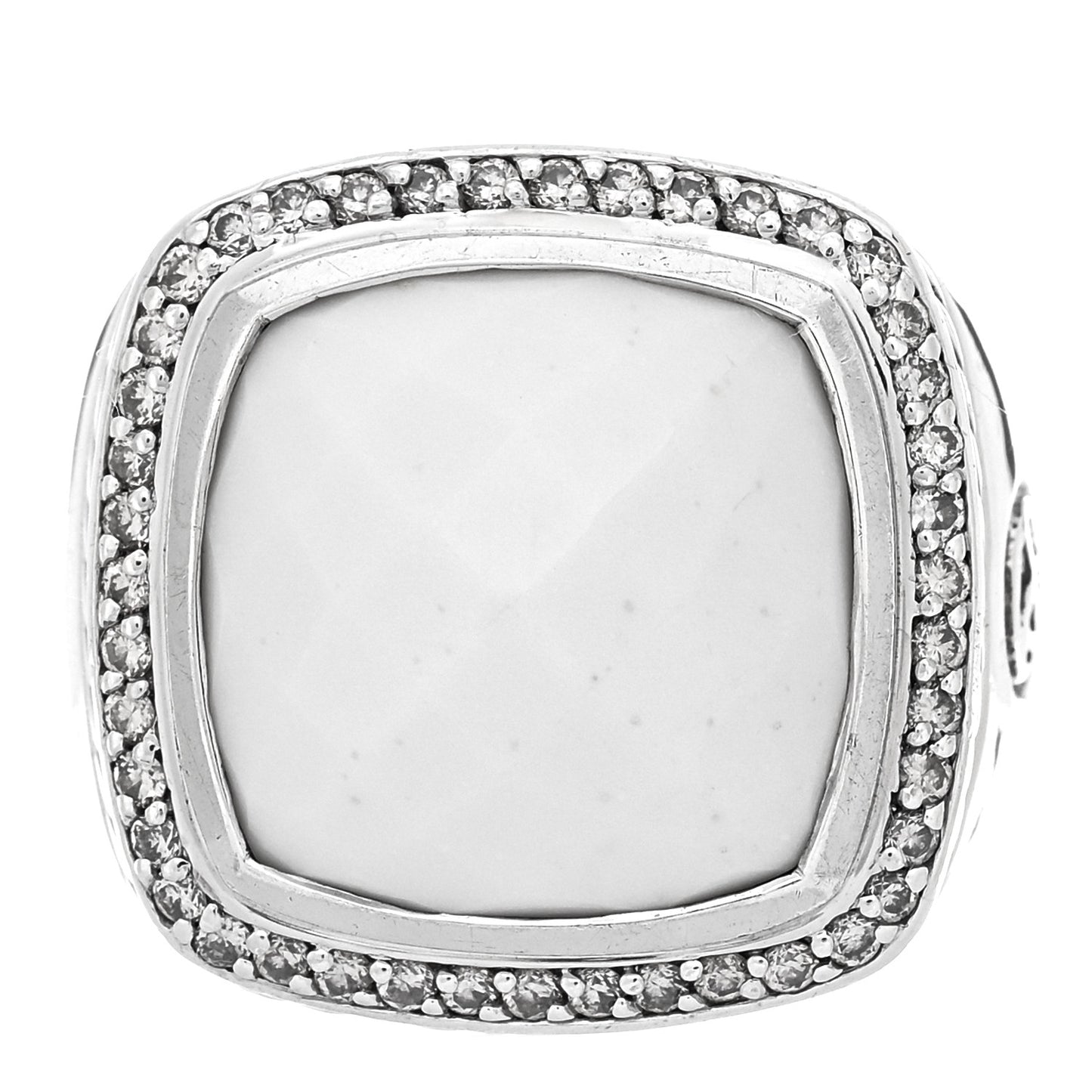 Sterling Silver Diamond White Agate 14mm Albion Ring 54 7