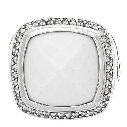 David Yurman Sterling Silver Diamond White Agate 14mm Albion Ring 54 7 1 of 6
