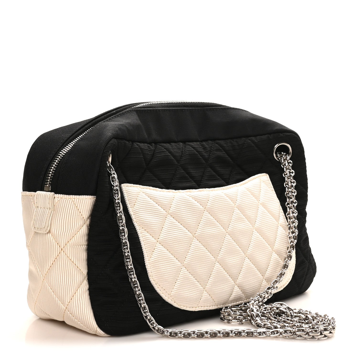 Chanel Jersey Reissue Quilted Camera Case Black White 1837425