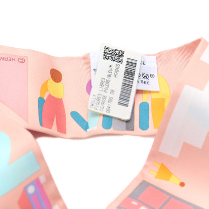 Hermes Silk Figures Libres Twilly Rose Poudre Bleu Multicolor 3 of 3