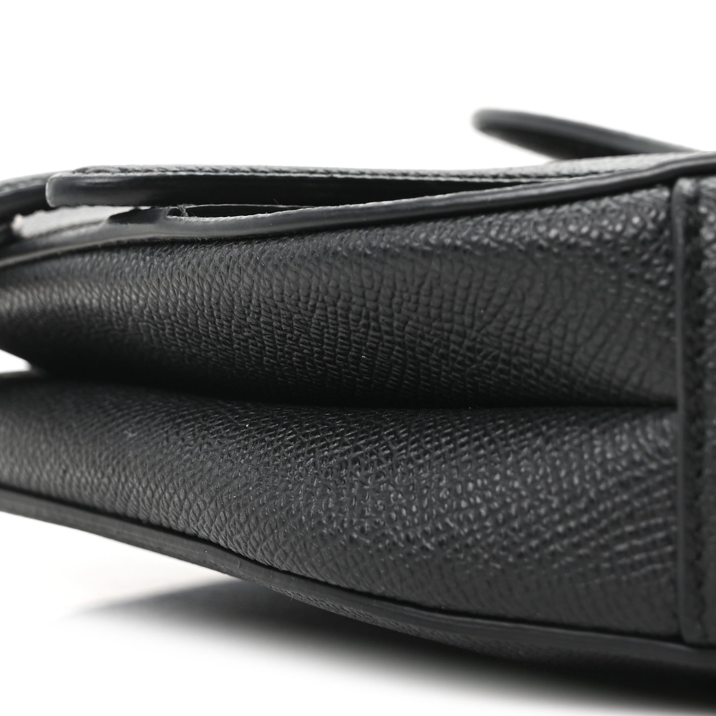 Grained Calfskin Mini Saddle Bag With Strap Black