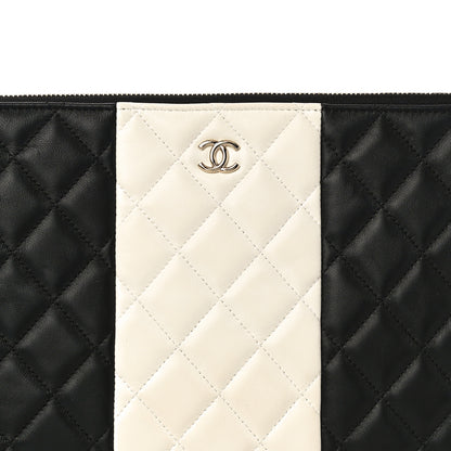 Chanel Lambskin Quilted Medium Cosmetic Case Black White 8 of 11
