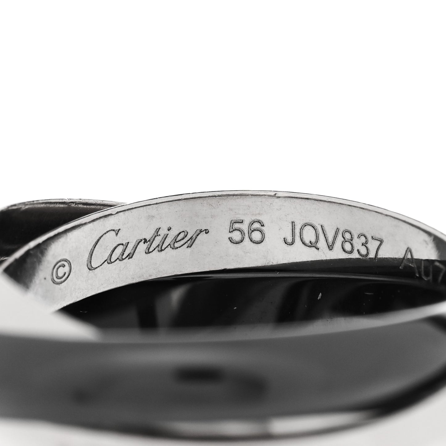 18K White Gold Black Ceramic Trinity Ring 56 7.5