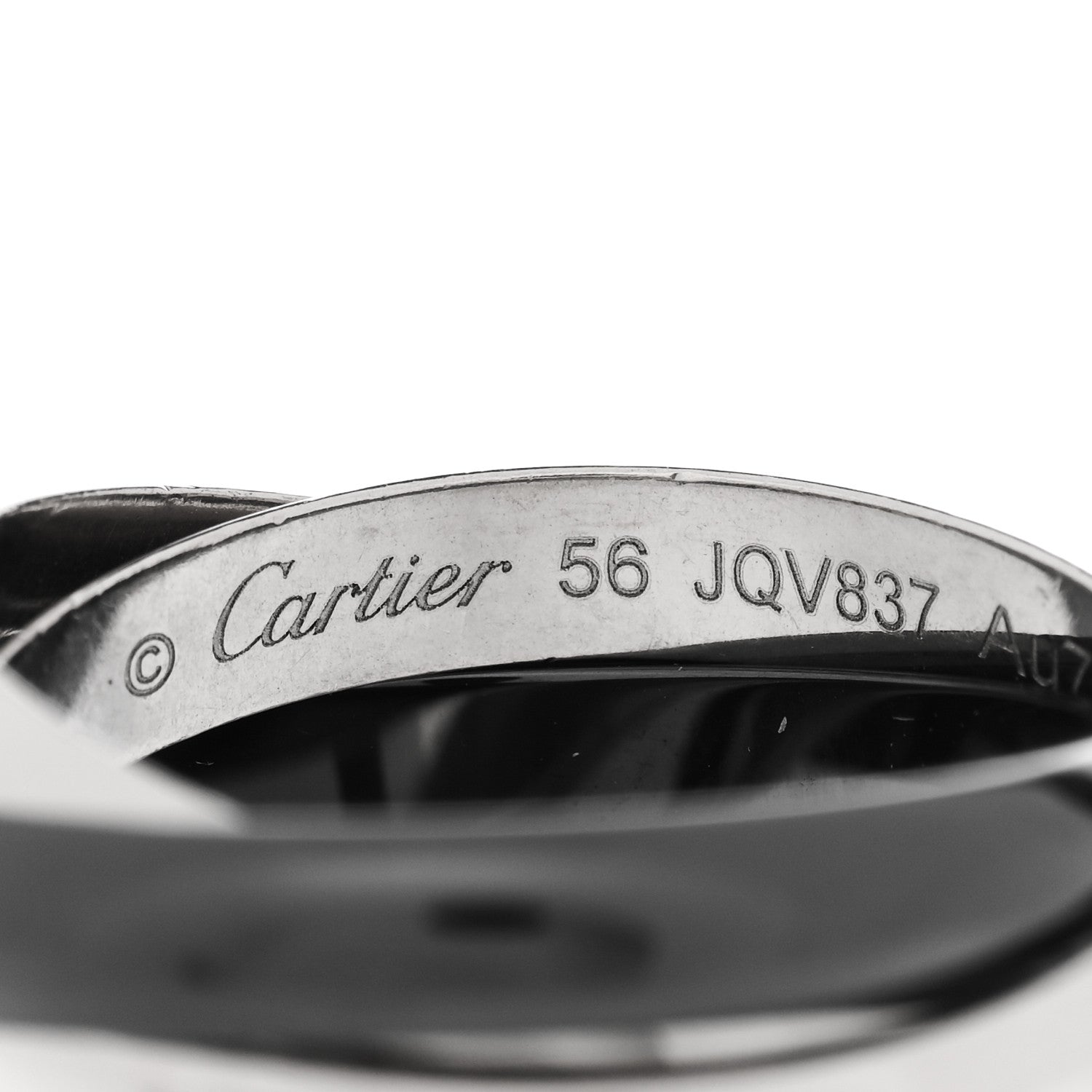 Cartier 18K White Gold Black Ceramic Trinity Ring 56 7.5 4 of 4