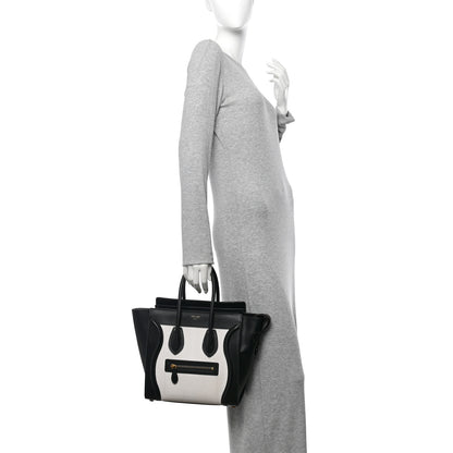 Celine Shrunken Lambskin Micro Bi-Color Luggage Black White 2 of 13