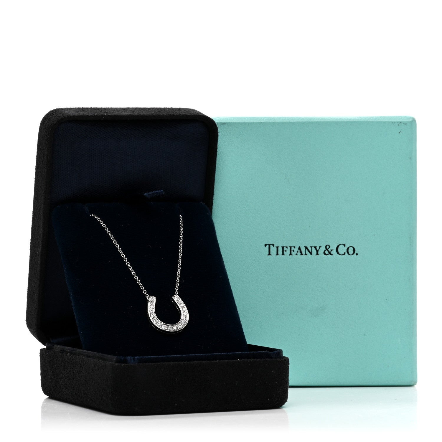 Tiffany Platinum Diamond Horseshoe Pendant Necklace 5 of 5