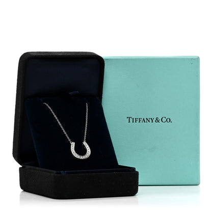 Tiffany Platinum Diamond Horseshoe Pendant Necklace 5 of 5