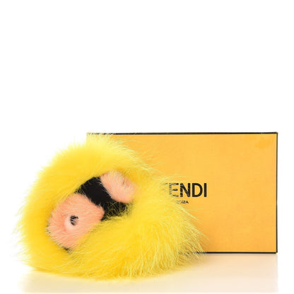 Fendi Fox Mink Rabbit Fur Vitello Dolce Flashy Monster Bag Bug Charm Giallo Fluo Multicolor 4 of 4