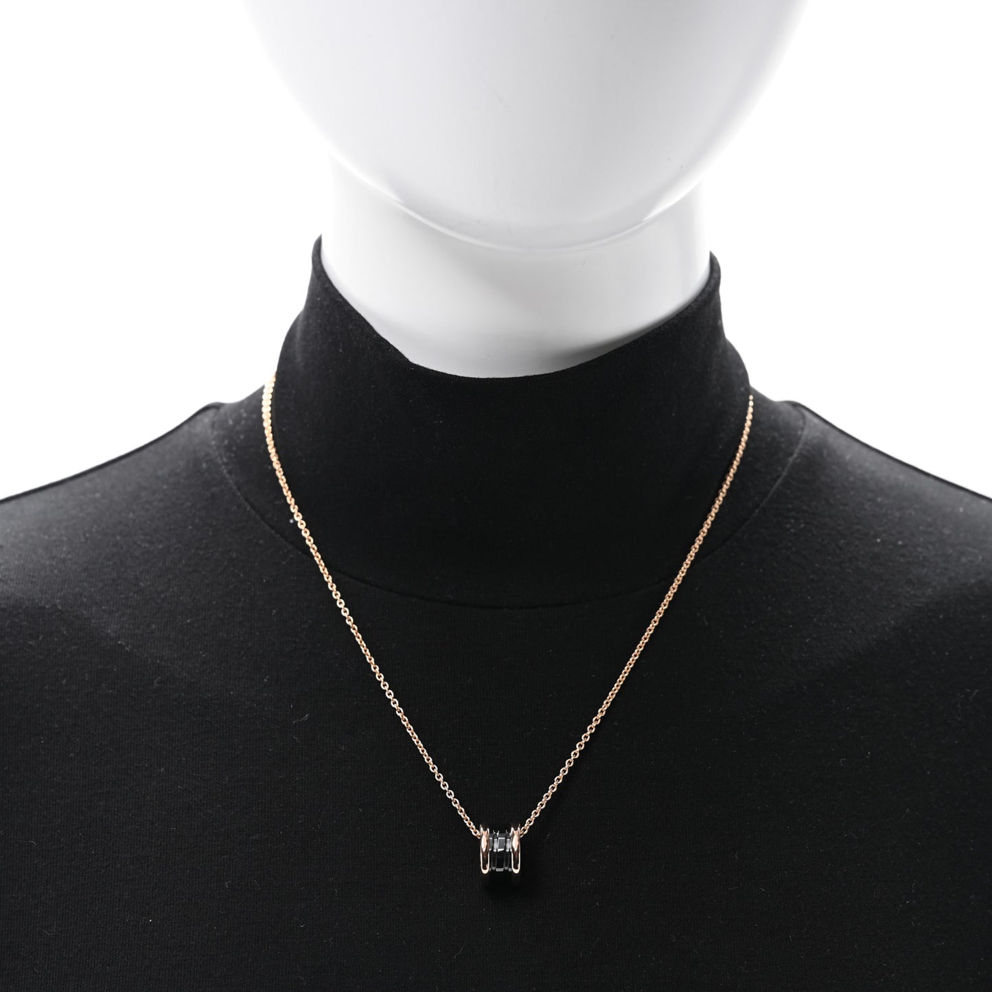 18K Rose Gold Black Ceramic Diamond B.Zero1 Pendant Necklace