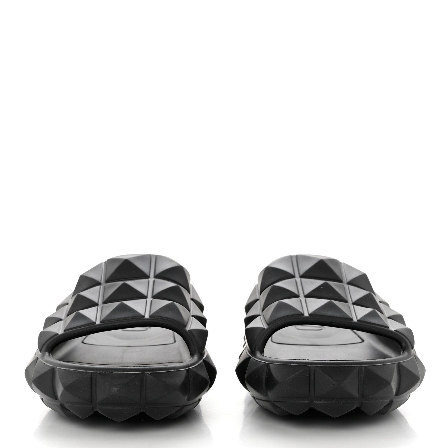Valentino Garavani Rubber Roman Stud Turtle Slide Sandals 38 Black 2 of 8