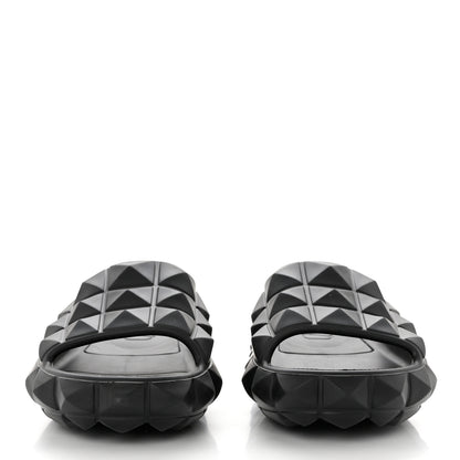 Valentino Garavani Rubber Roman Stud Turtle Slide Sandals 38 Black 2 of 8