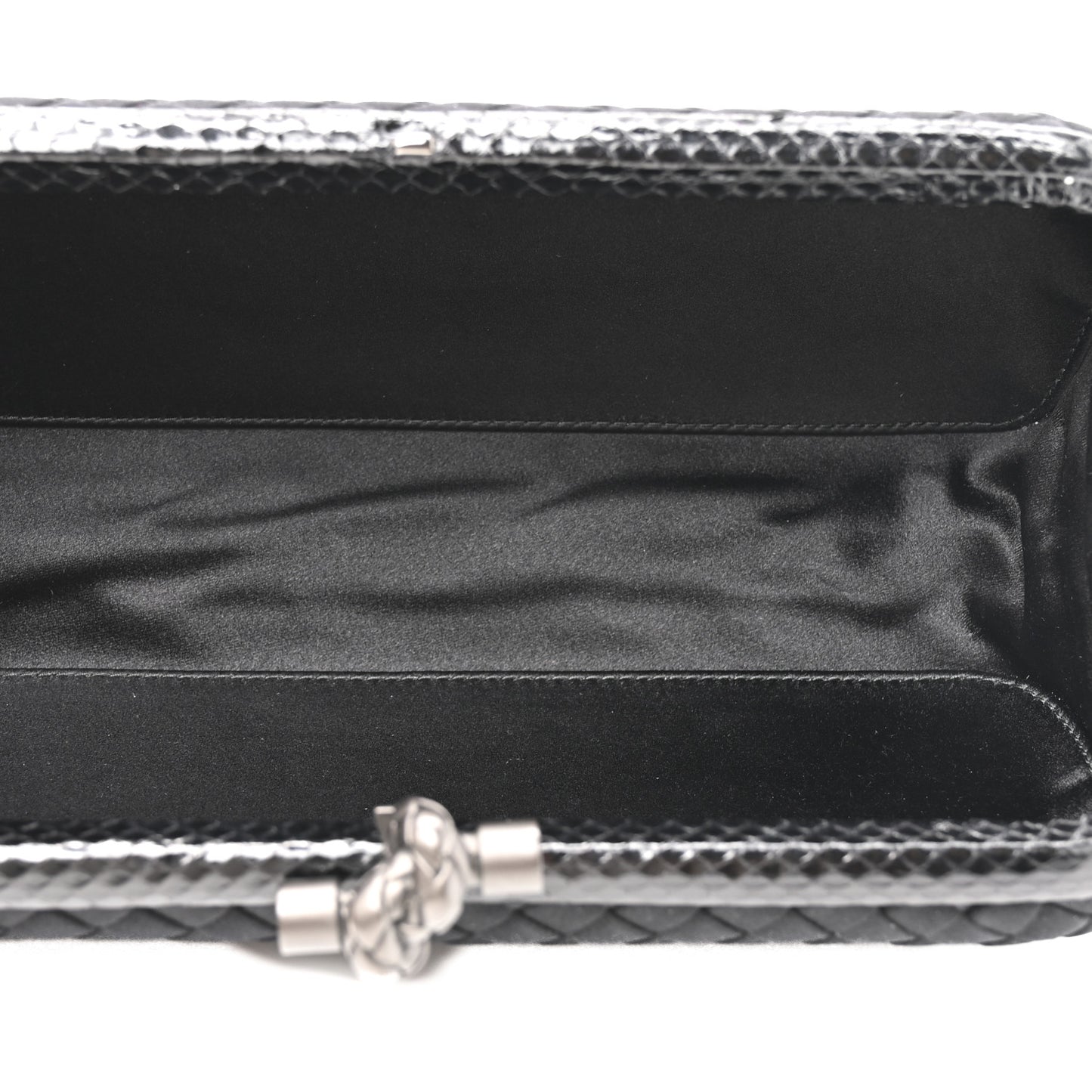 Satin Ayers Intreccio Impero Stretch Knot Clutch Black