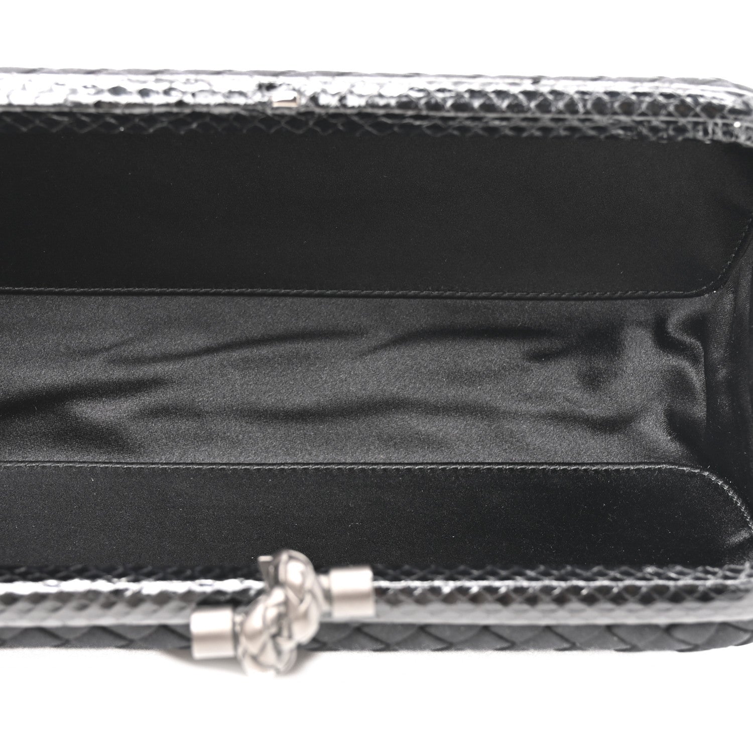 Bottega Veneta Satin Ayers Intreccio Impero Stretch Knot Clutch Black 5 of 6