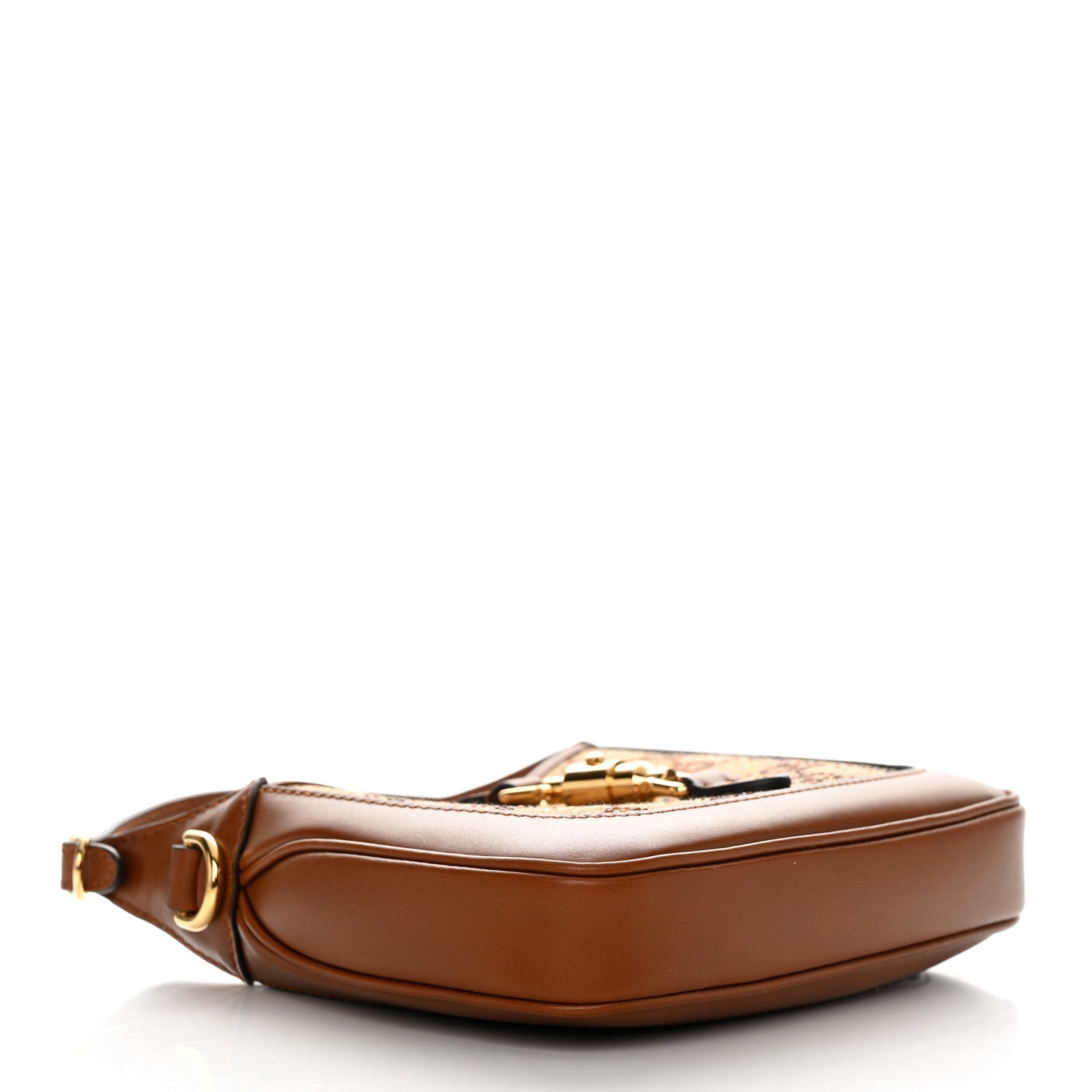 Gucci New Canvas Charisma Calfskin Crystal GG Monogram Mini Jackie 1961 Hobo Camel Ebony 4 of 11