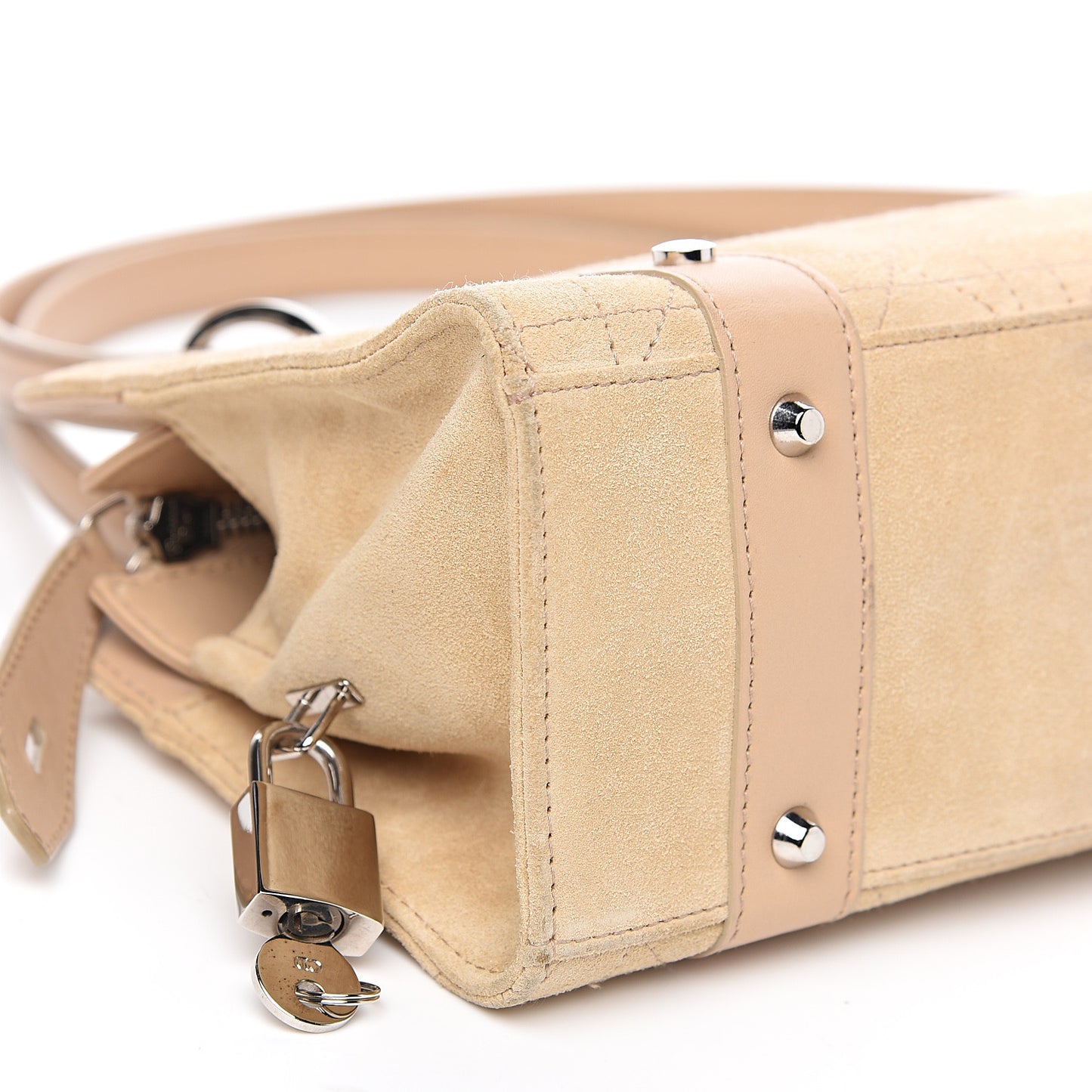 Suede Cannage Stitched East West Lady Dior Beige