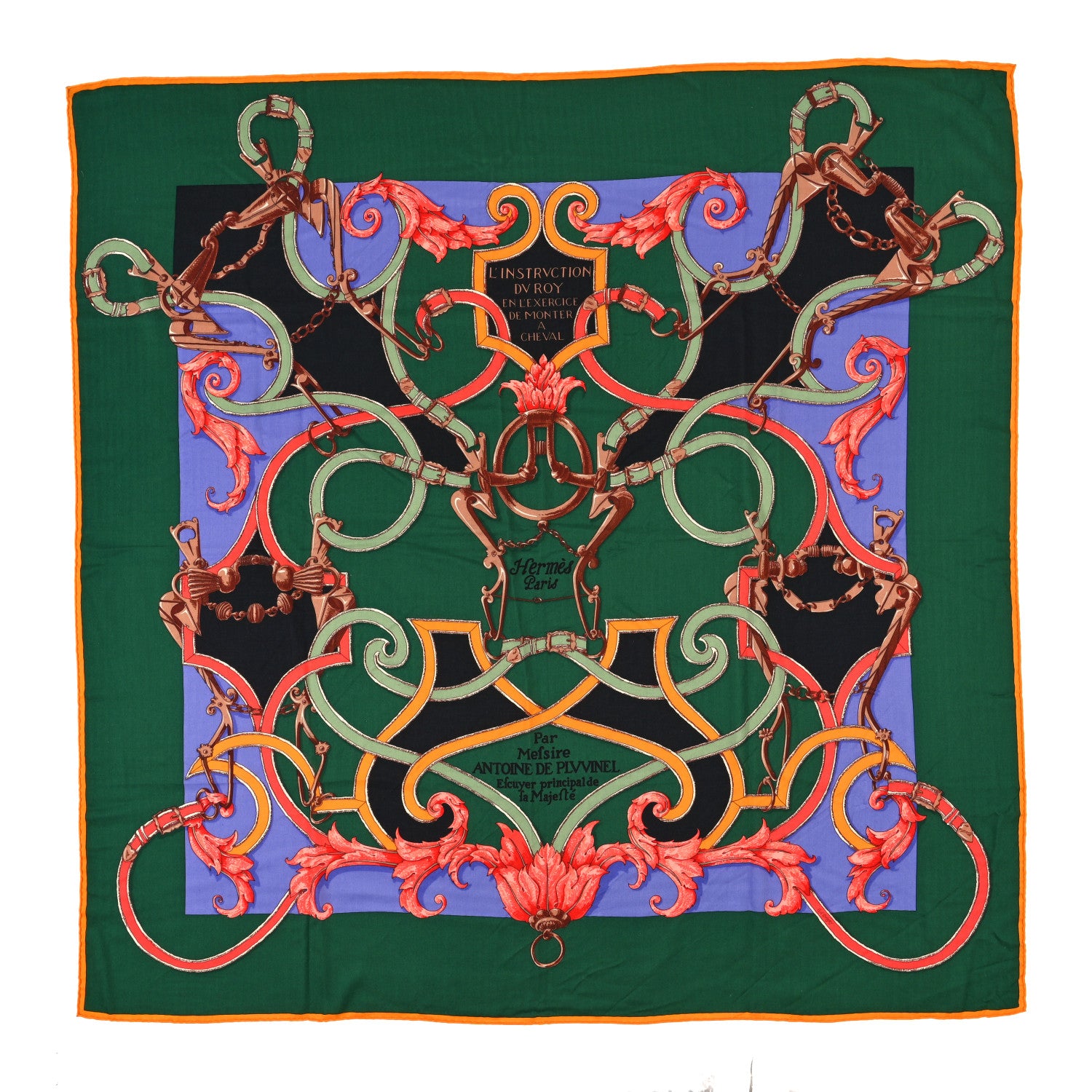 Hermes Cashmere Silk L Instruction Du Roy Shawl 140 1 of 3