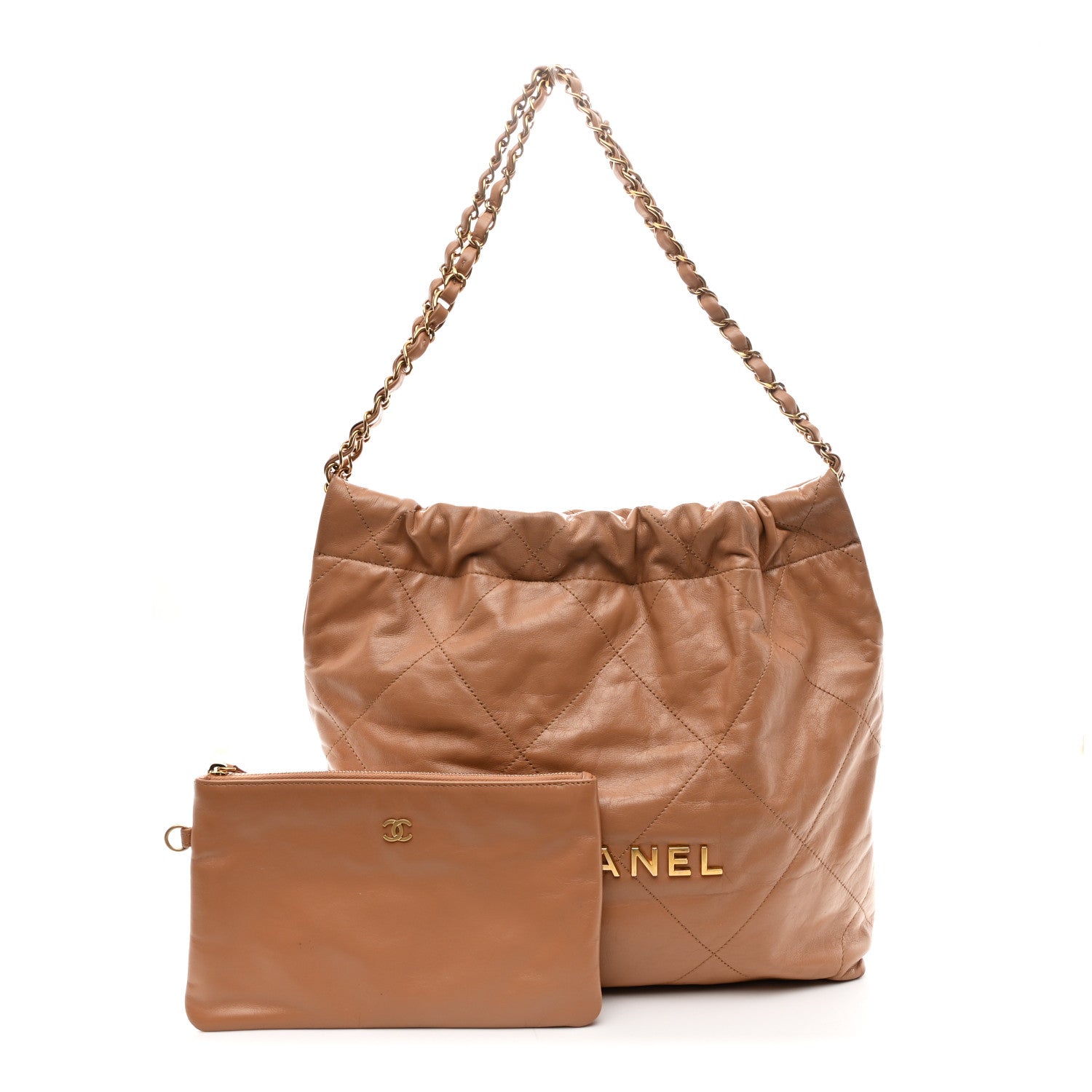 Chanel Shiny Calfskin Quilted Small Chanel 22 Beige 3 of 13