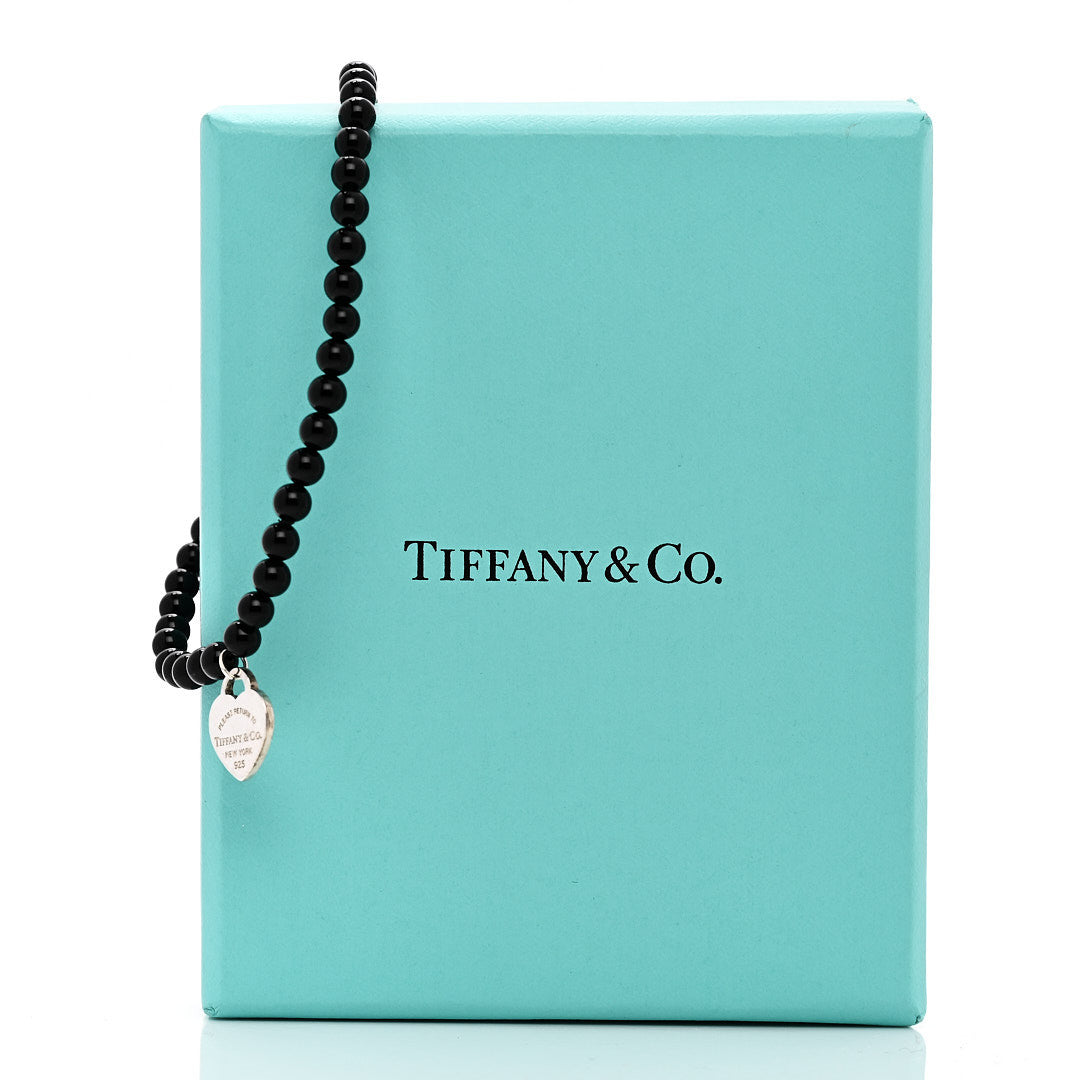 Tiffany Sterling Silver Black Onyx 4mm Return To Tiffany Bead