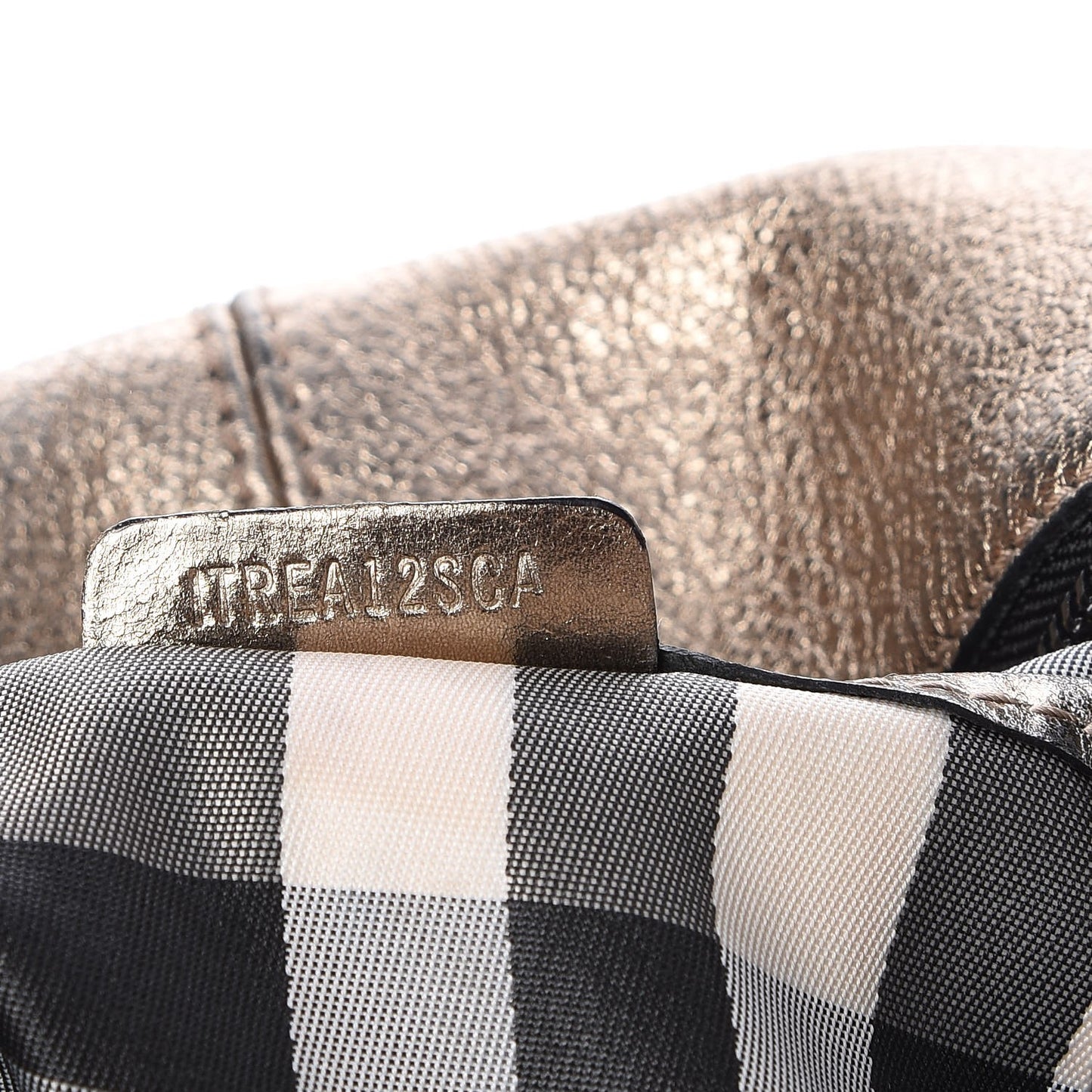 Metallic Grained Calfskin Small Curzon Satchel Gold