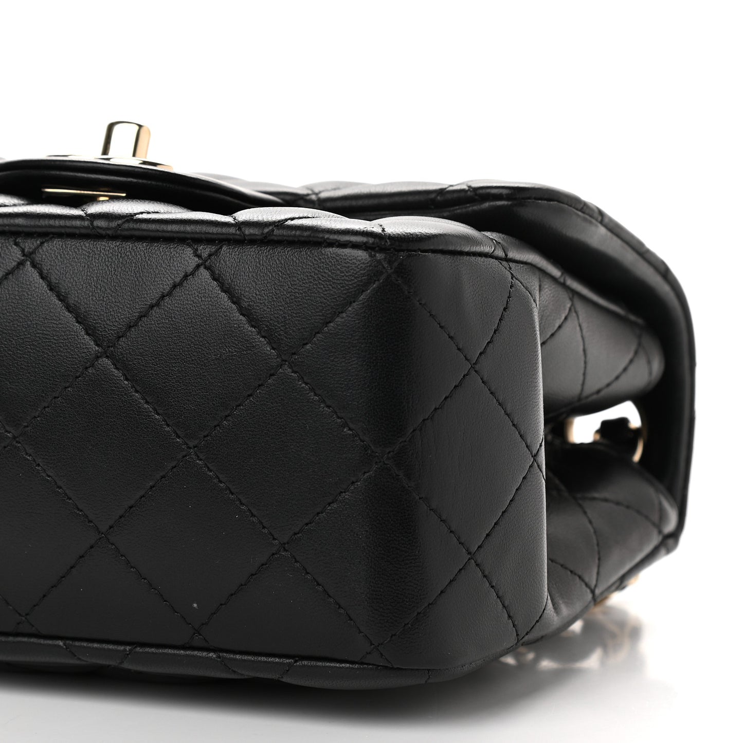 Lambskin Quilted Mini Square Flap Black