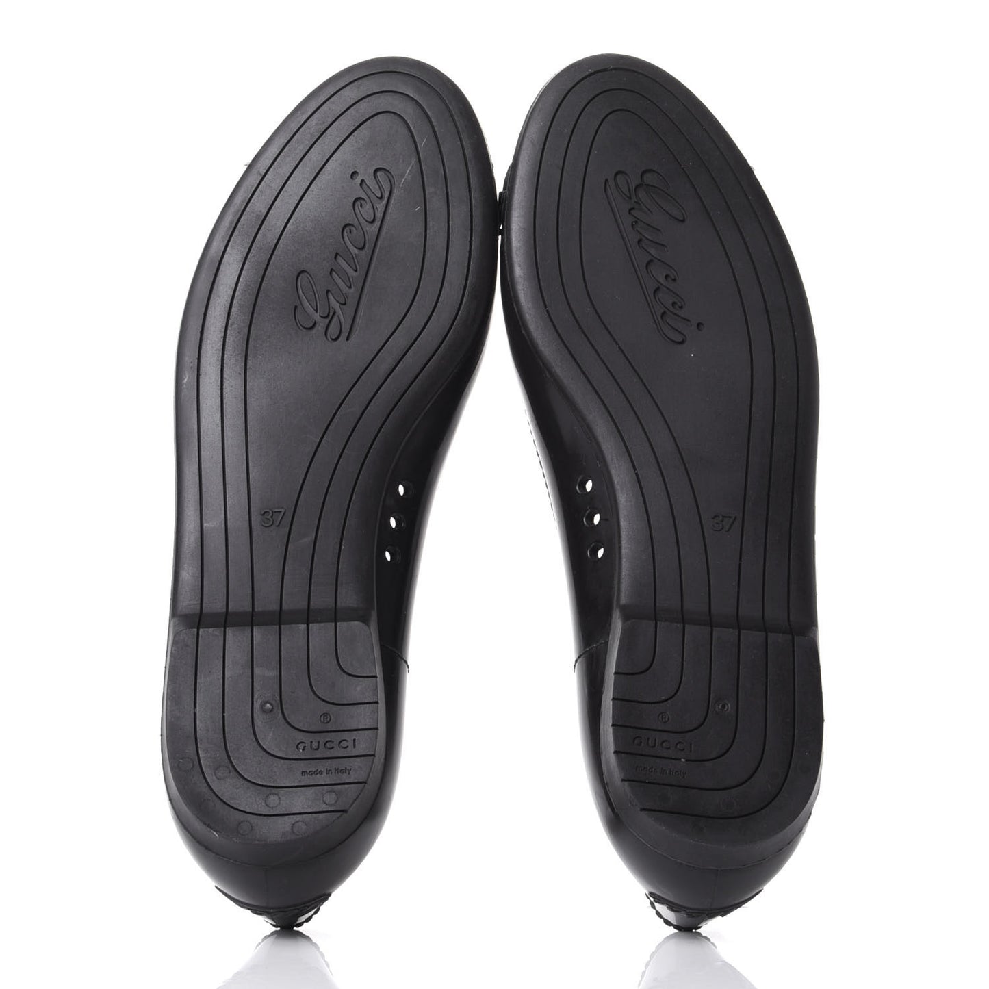Rubber Horsebit Ballerina Flats 37 Black