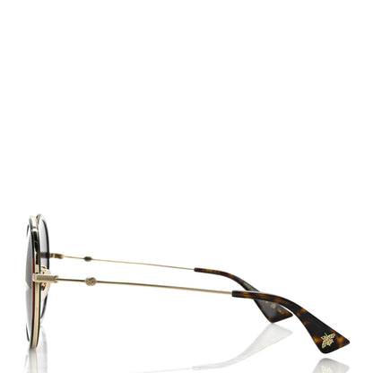 Gucci Metal Round Frame Sunglasses GG0061S Green Red 3 of 8