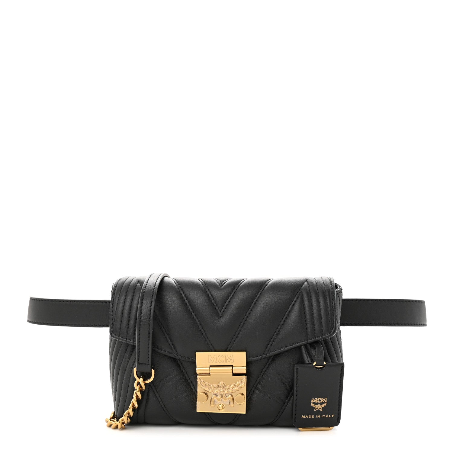 MCM Calfskin Quilted Small Patricia Belt Bag Black 1 of 11
