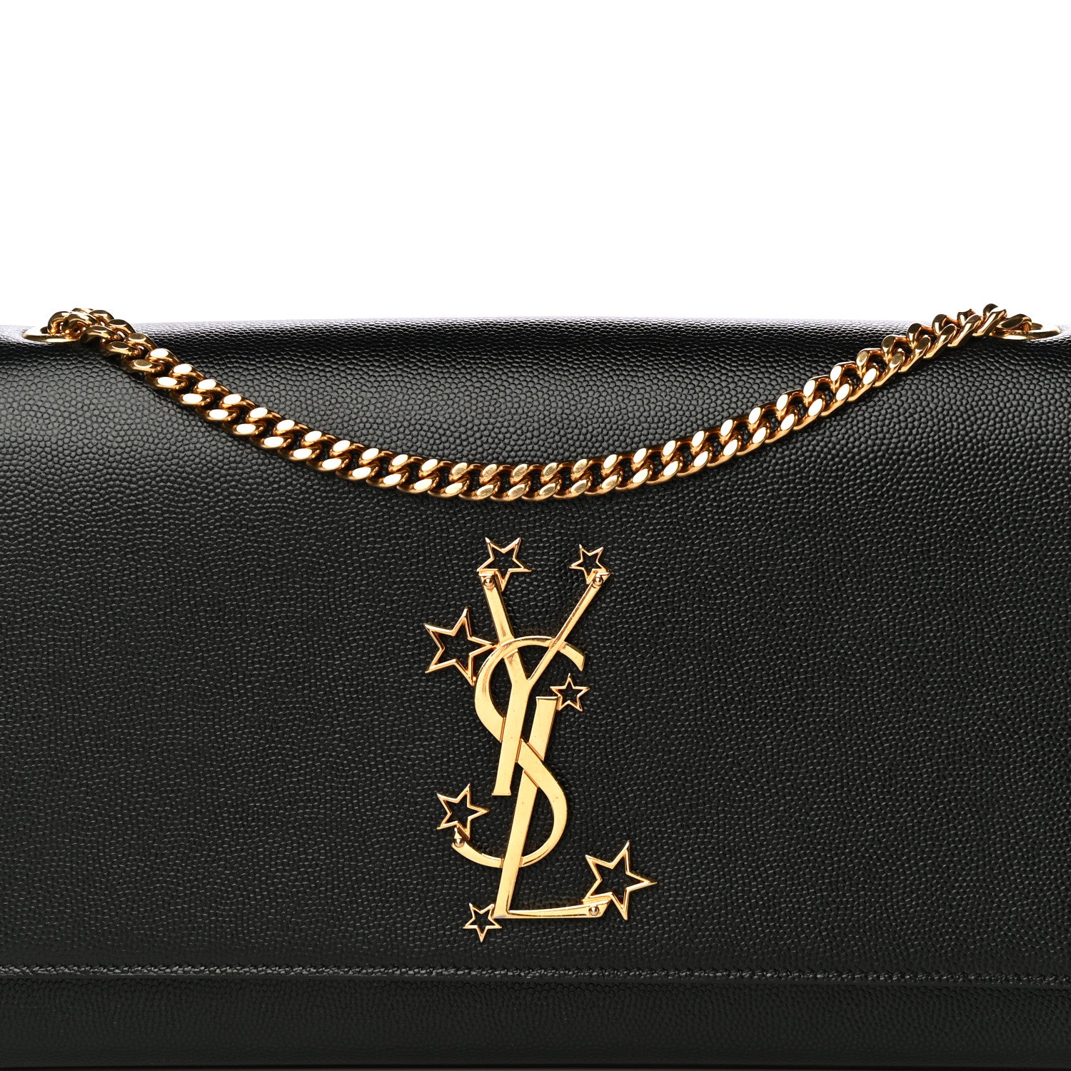 Saint Laurent Grain De Poudre Star Monogram Kate Satchel Black 8 of 11