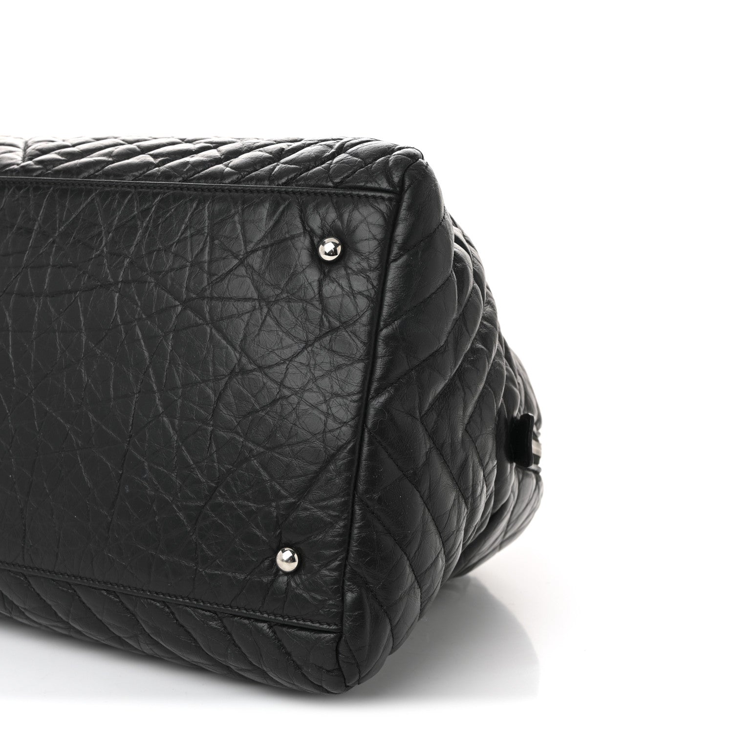 Chanel Aged Calfskin Chevron Large Soft Bowling Bag Black 19 of 19
