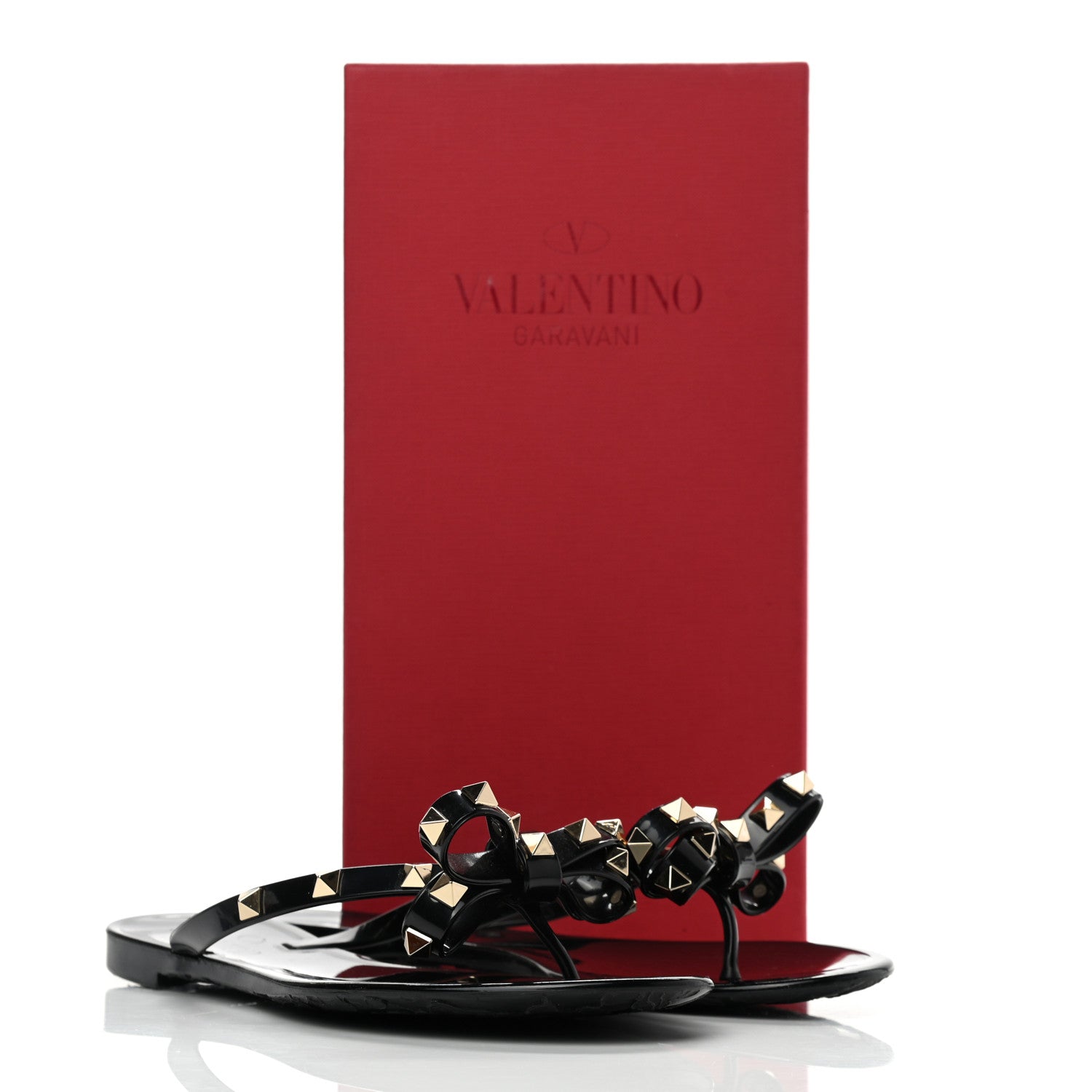 Valentino Garavani PVC Jelly Rockstud Bow Thong Sandals 38 Black 8 of 8