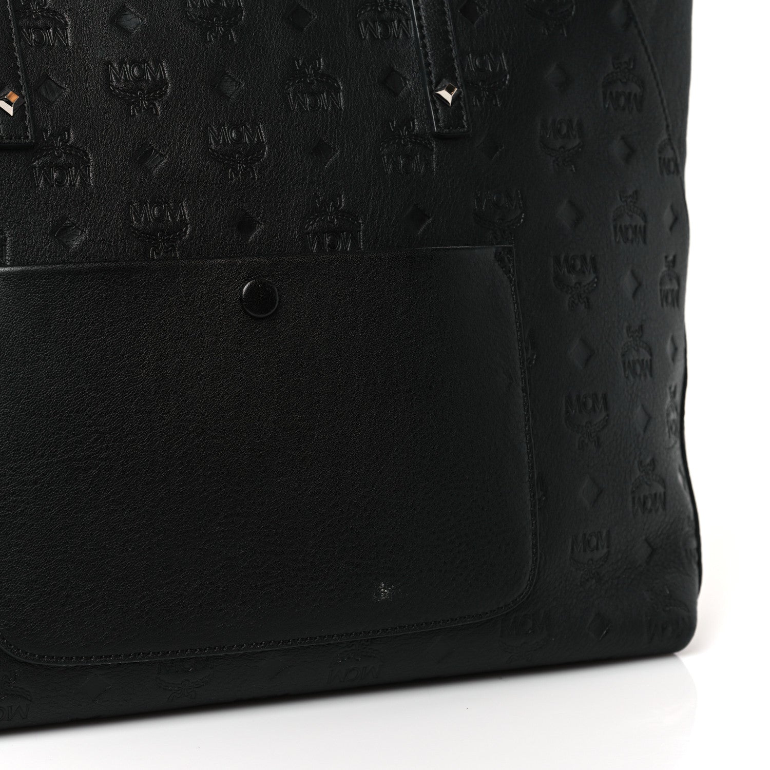 MCM Calfskin Ottomar Monogram Medium Klara Shopper Tote Black 10 of 10