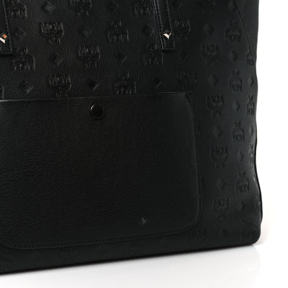 MCM Calfskin Ottomar Monogram Medium Klara Shopper Tote Black 10 of 10