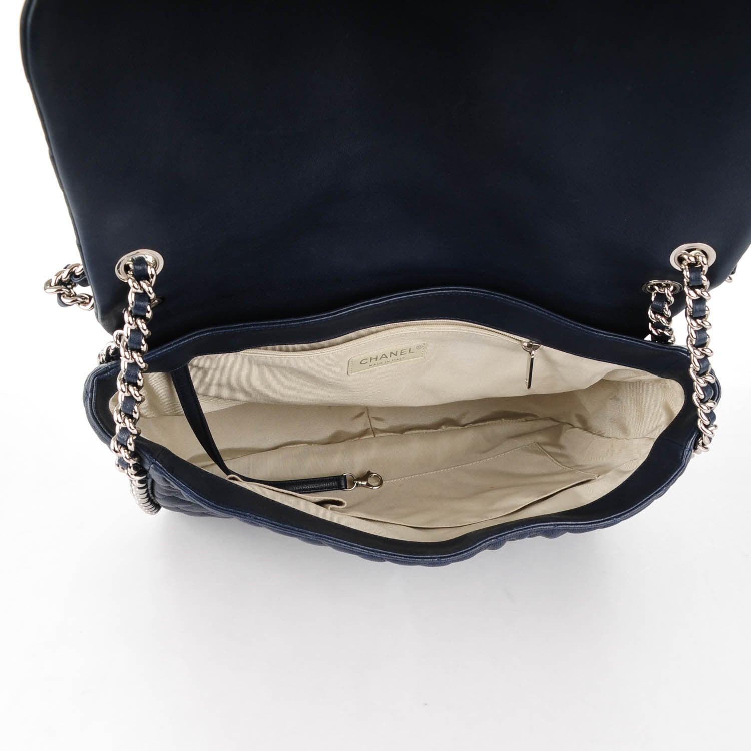 Chanel Washed Lambskin Quilted Chain Around Maxi Flap Dark Navy Blue 5 of 8