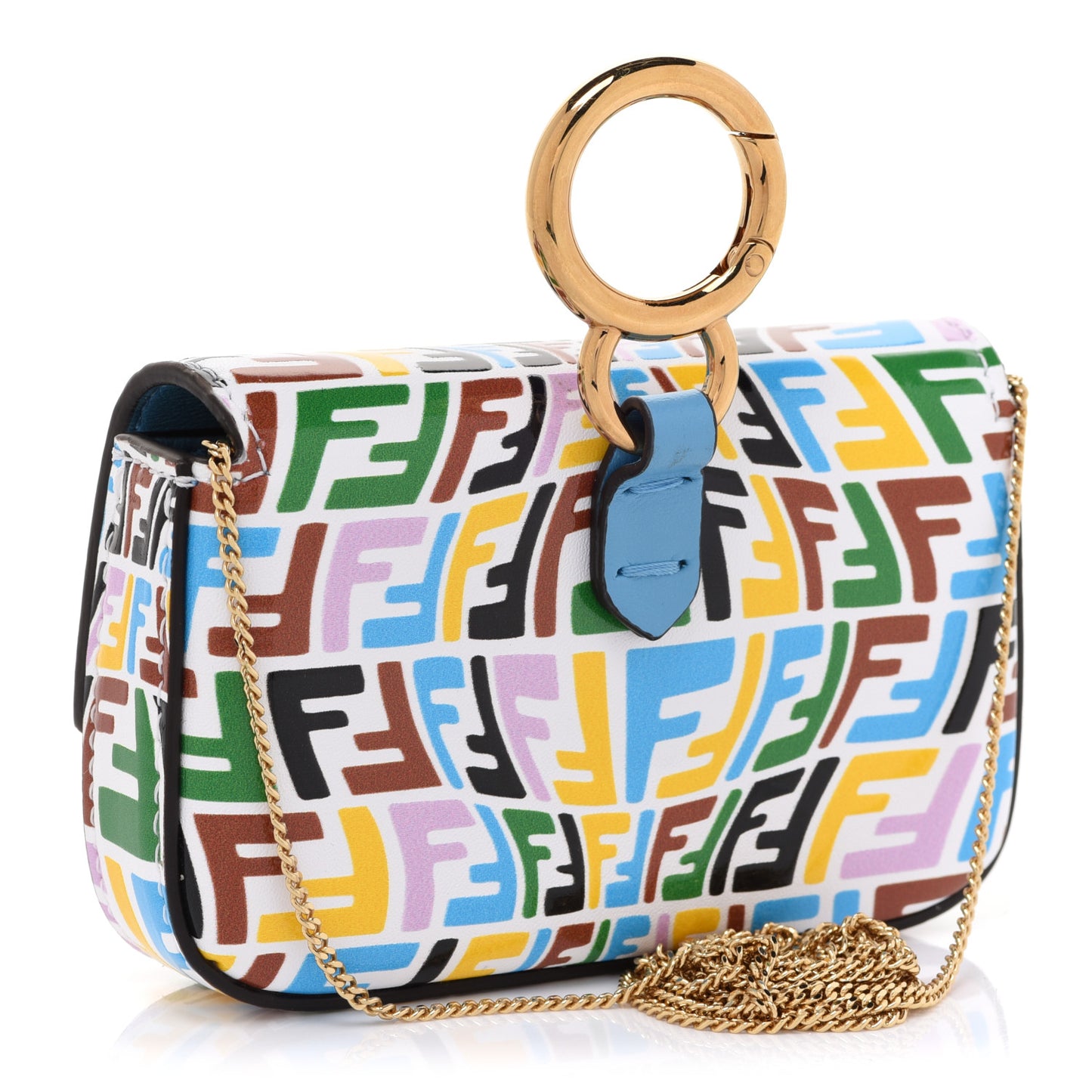 X SARAH COLEMAN Vitello Liberty Ceylon Micro FF Fish Eye Embossed Nano Baguette Charm Multicolor Cyber Blue