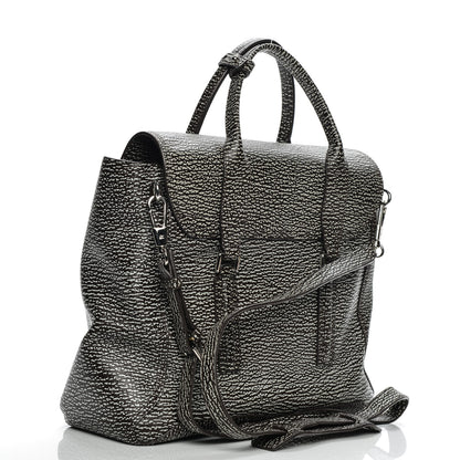 3.1 Phillip Lim 3.1 Textured Calfskin Medium Pashli Satchel Brown White 3 of 7