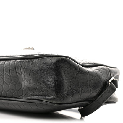 Saint Laurent Calfskin Crocodile Embossed Monogram Lou Camera Bag Black 10 of 10