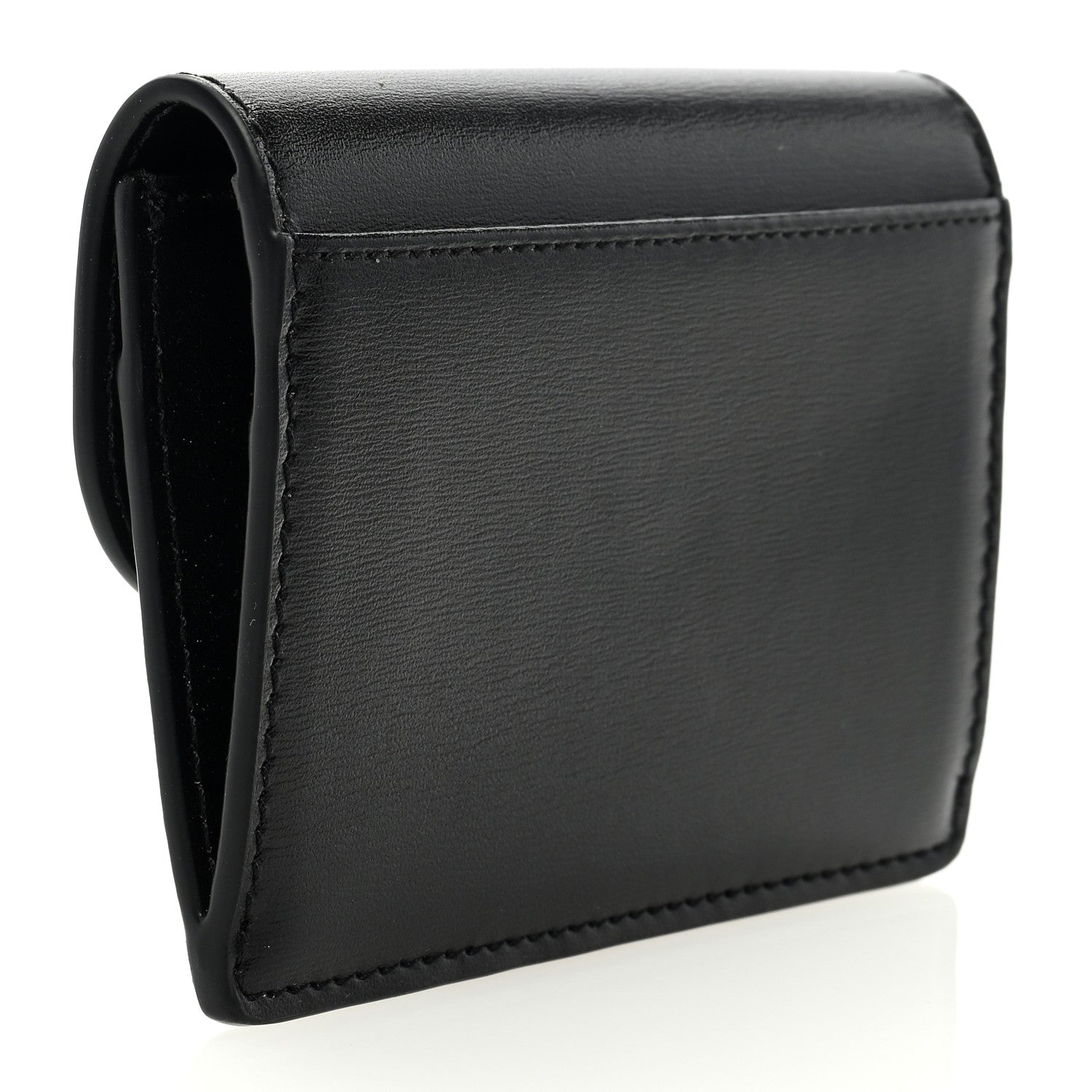 Celine Shiny Calfskin Triomphe Flap Card Holder Black 3 of 6