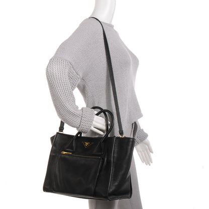Prada Vitello Daino Shopping Tote Nero Black 2 of 10