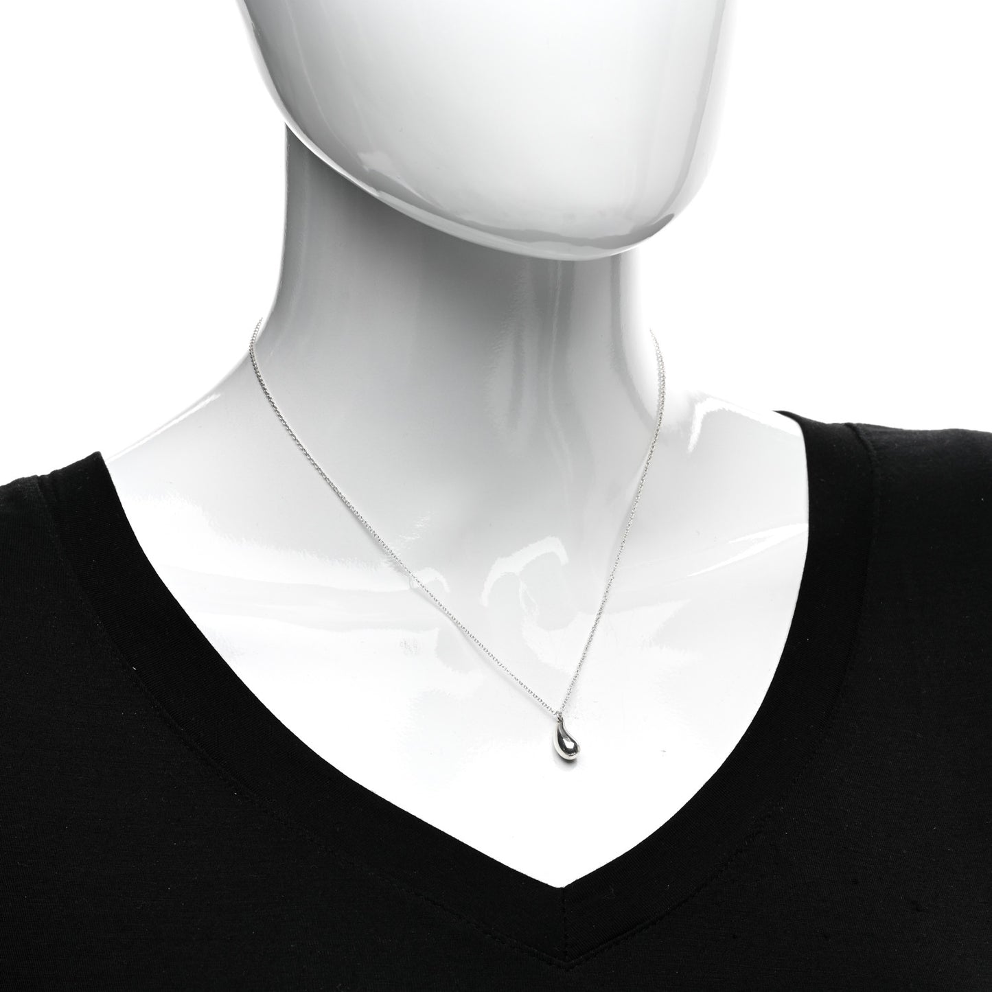 Sterling Silver 12mm Elsa Peretti Tear Drop Pendant Necklace