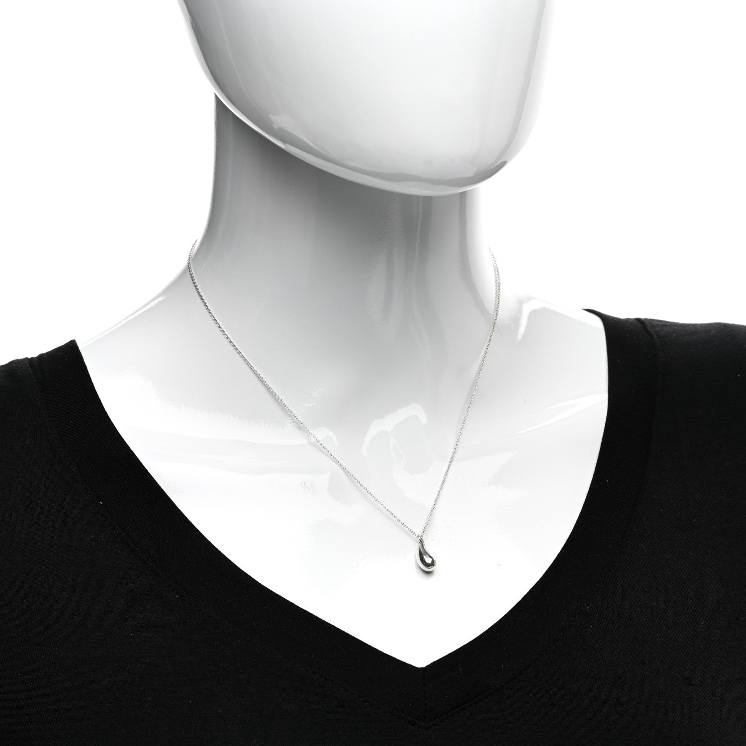 Tiffany Sterling Silver 12mm Elsa Peretti Tear Drop Pendant Necklace 2 of 4