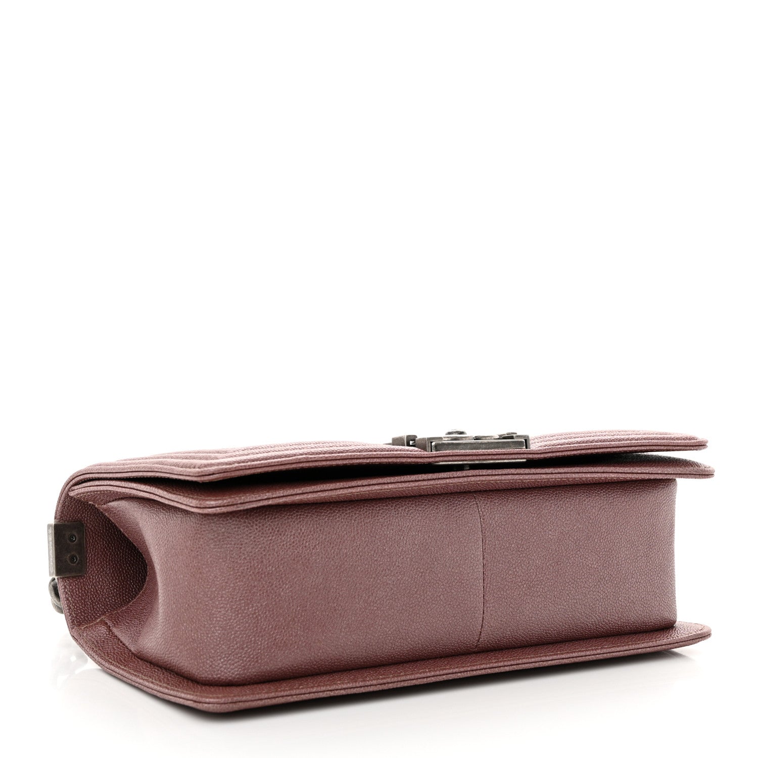 Chanel Metallic Caviar Chevron Quilted Medium Boy Flap Dark Pink 3 of 10