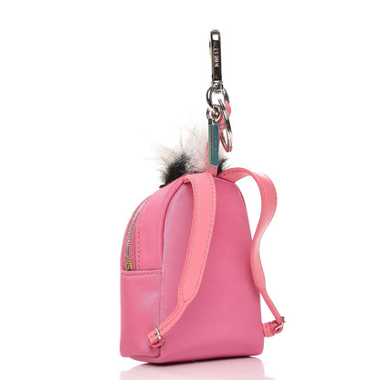 Fendi Nylon Shiny Nappa Nutria Fox Fur Monster Eyes Mini Backpack Charm Lollypop Rosa Fluo Multicolor 3 of 7