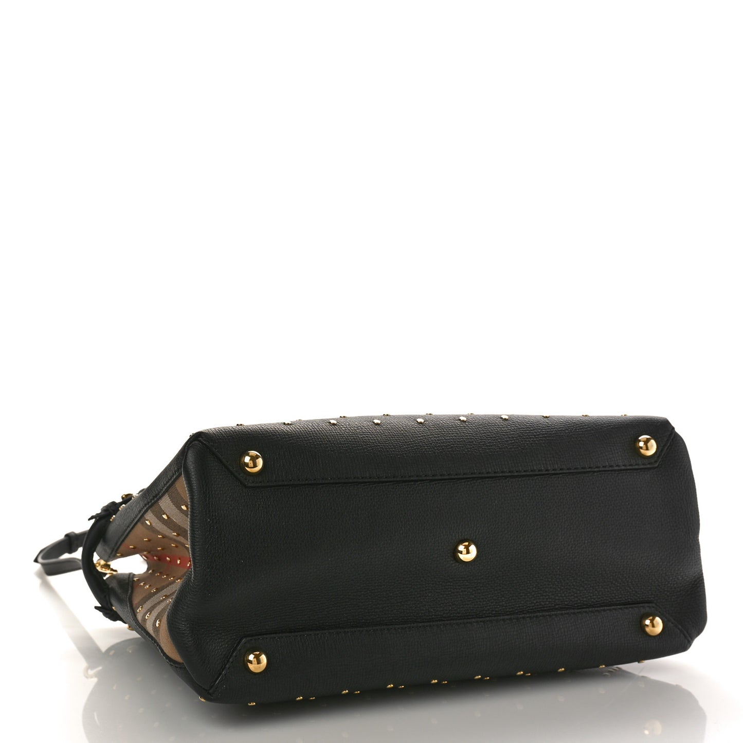 Grainy Calfskin Studded Medium Banner Tote Black