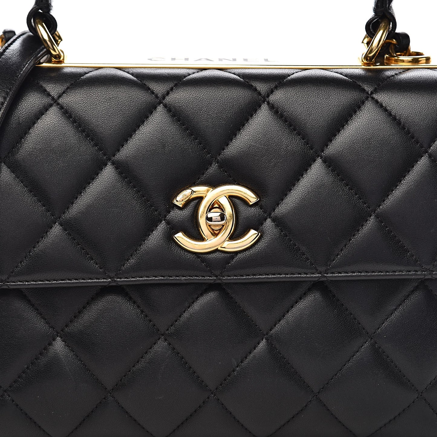 Lambskin Quilted Small Trendy CC Dual Handle Flap Bag Black