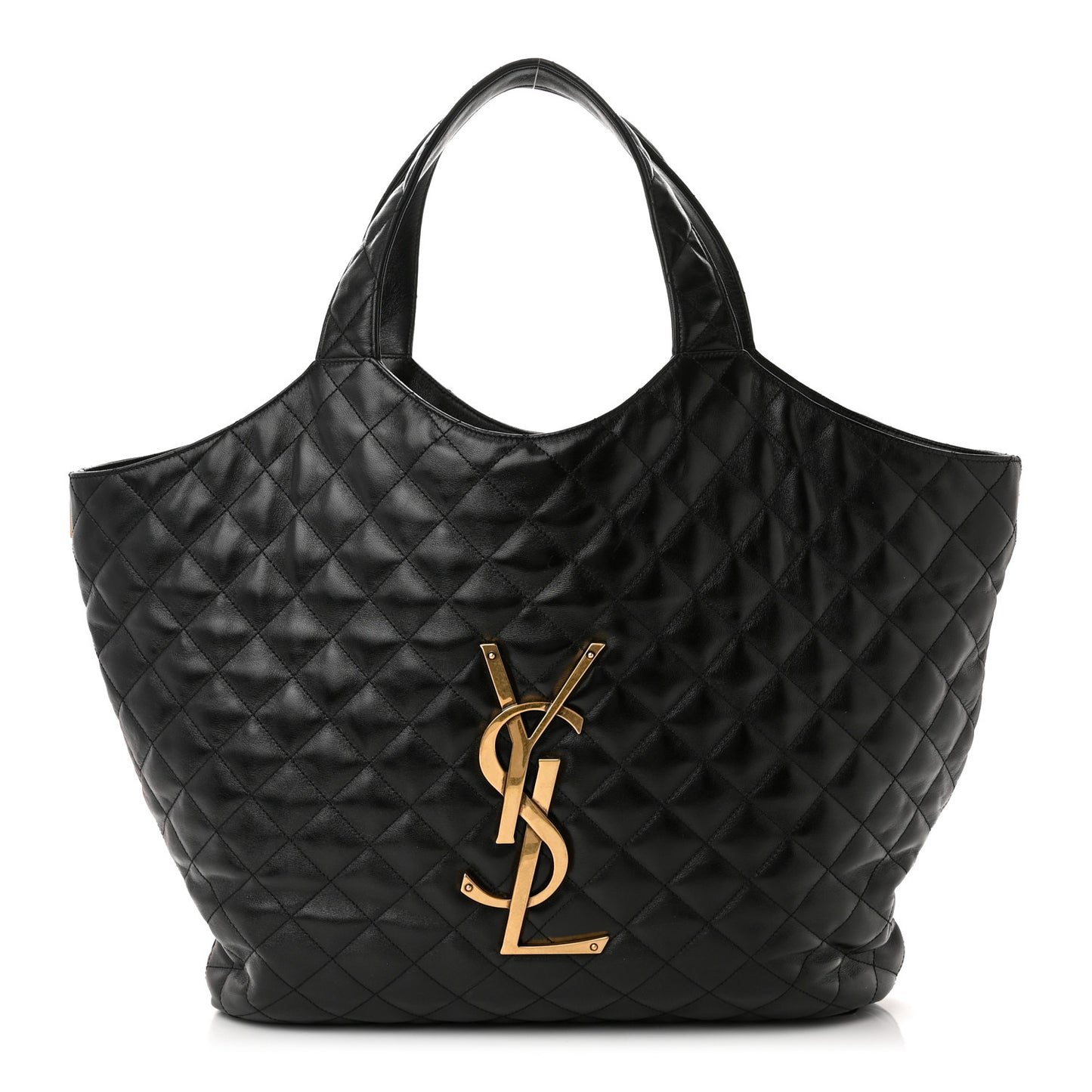 Lambskin Quilted Maxi Icare Shopping Tote Black