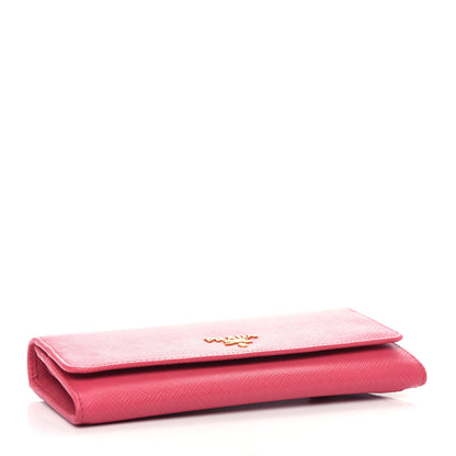 Prada Saffiano Metal Continental Flap Wallet Peonia 4 of 7